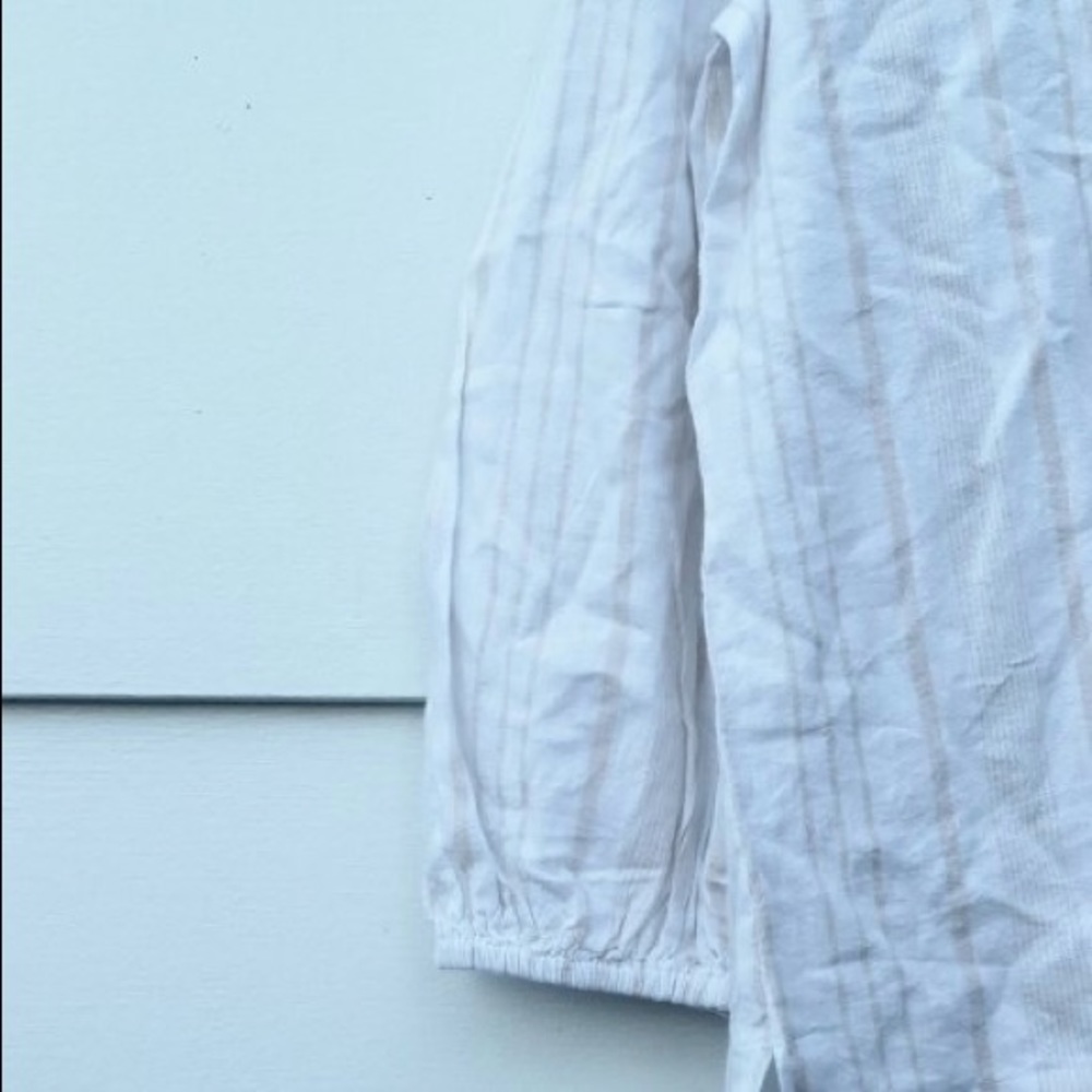 Loft Outlet Striped Top Blouse Front Button V Neck - Picture 6 of 6